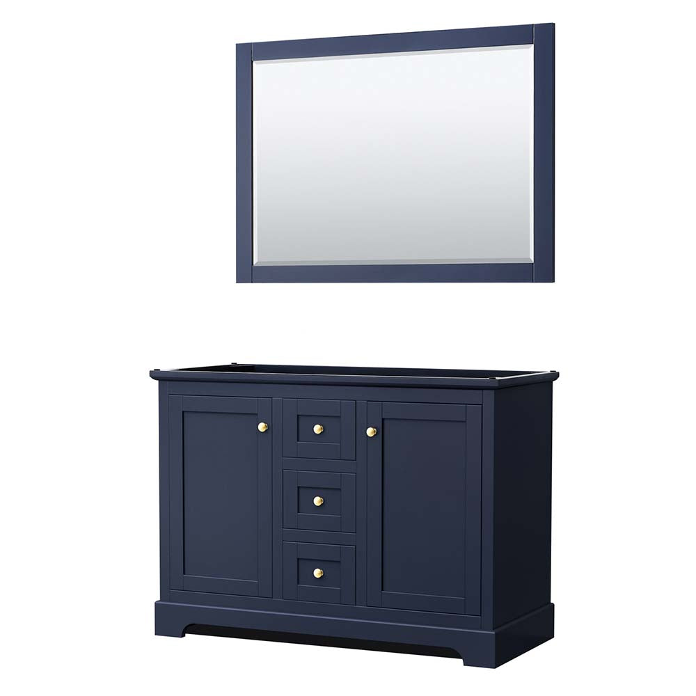 Wyndham Collection, Avery 48 Inch Double Bathroom Vanity in Dark Blue