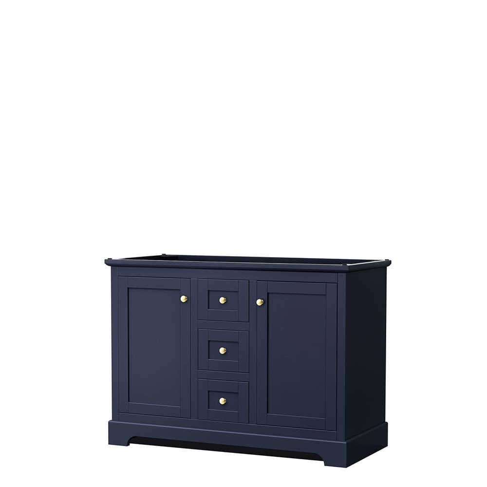 Wyndham Collection, Avery 48 Inch Double Bathroom Vanity in Dark Blue