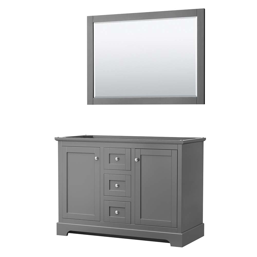 Wyndham Collection, Avery 48 Inch Double Bathroom Vanity in Dark Gray