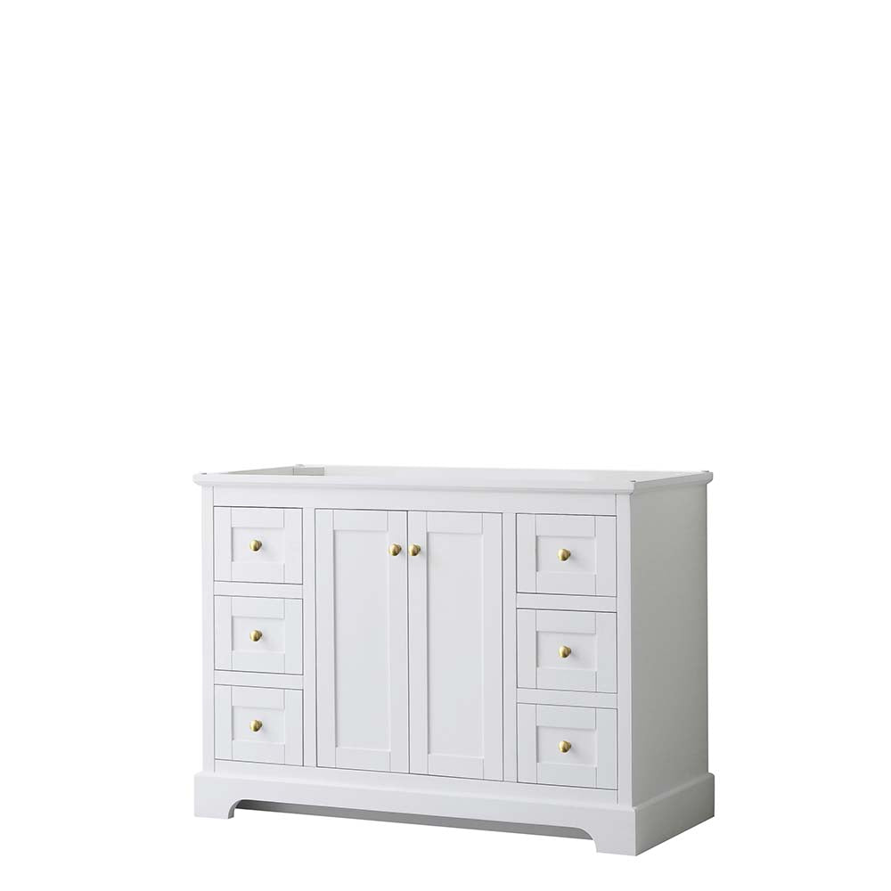 Wyndham Collection, Avery 48 Inch Single Bathroom Vanity in White - Brushed Gold Trim