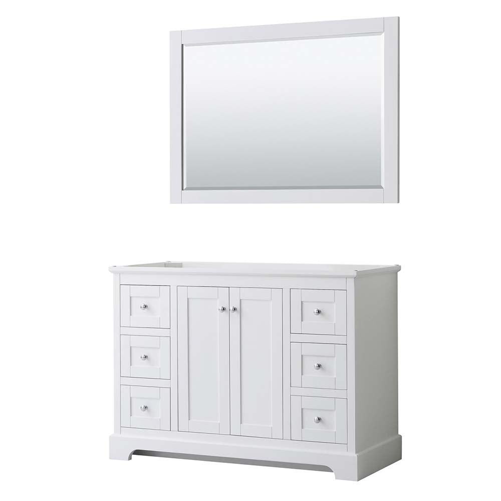 Wyndham Collection, Avery 48 Inch Single Bathroom Vanity in White - Polished Chrome Trim