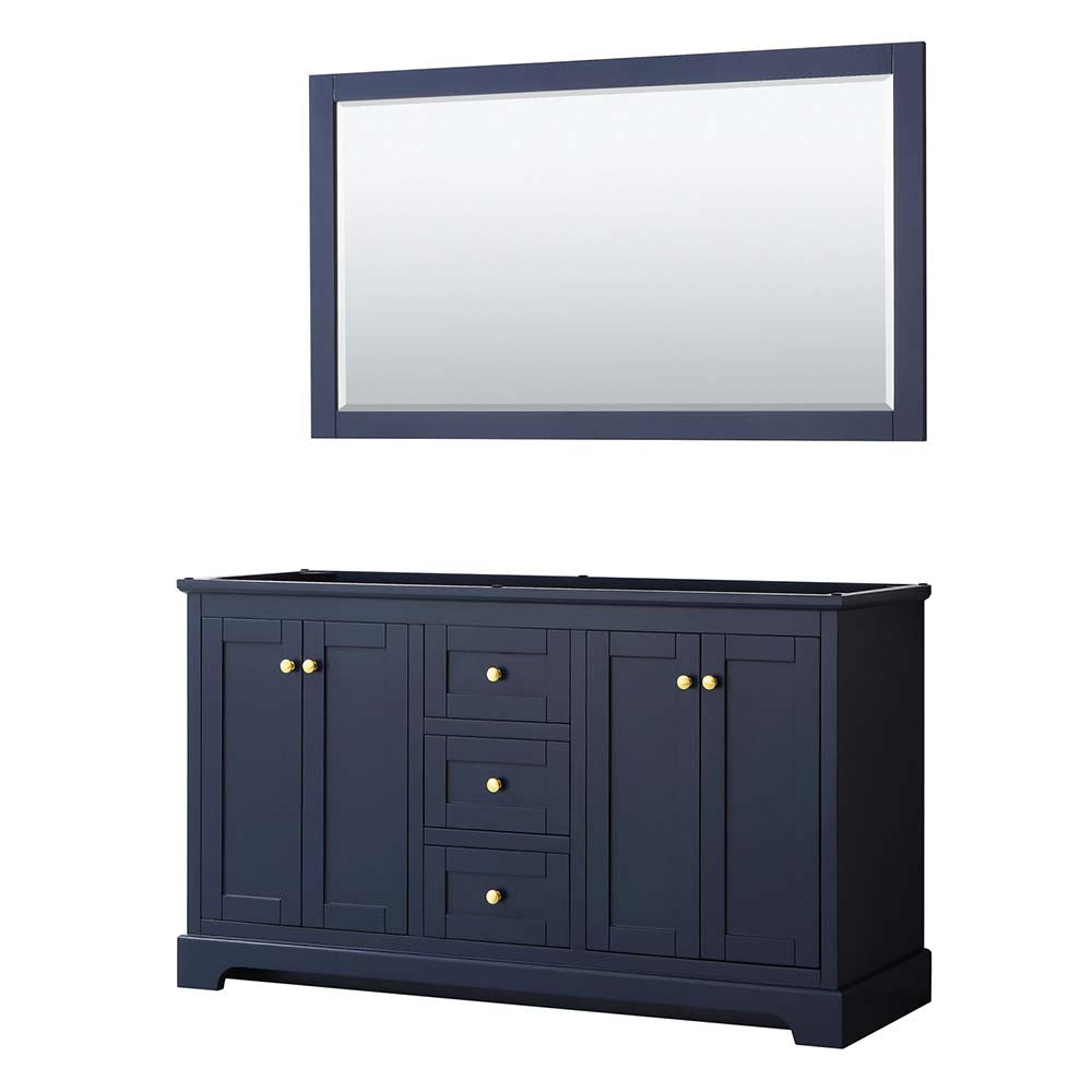 Wyndham Collection, Avery 60 Inch Double Bathroom Vanity in Dark Blue