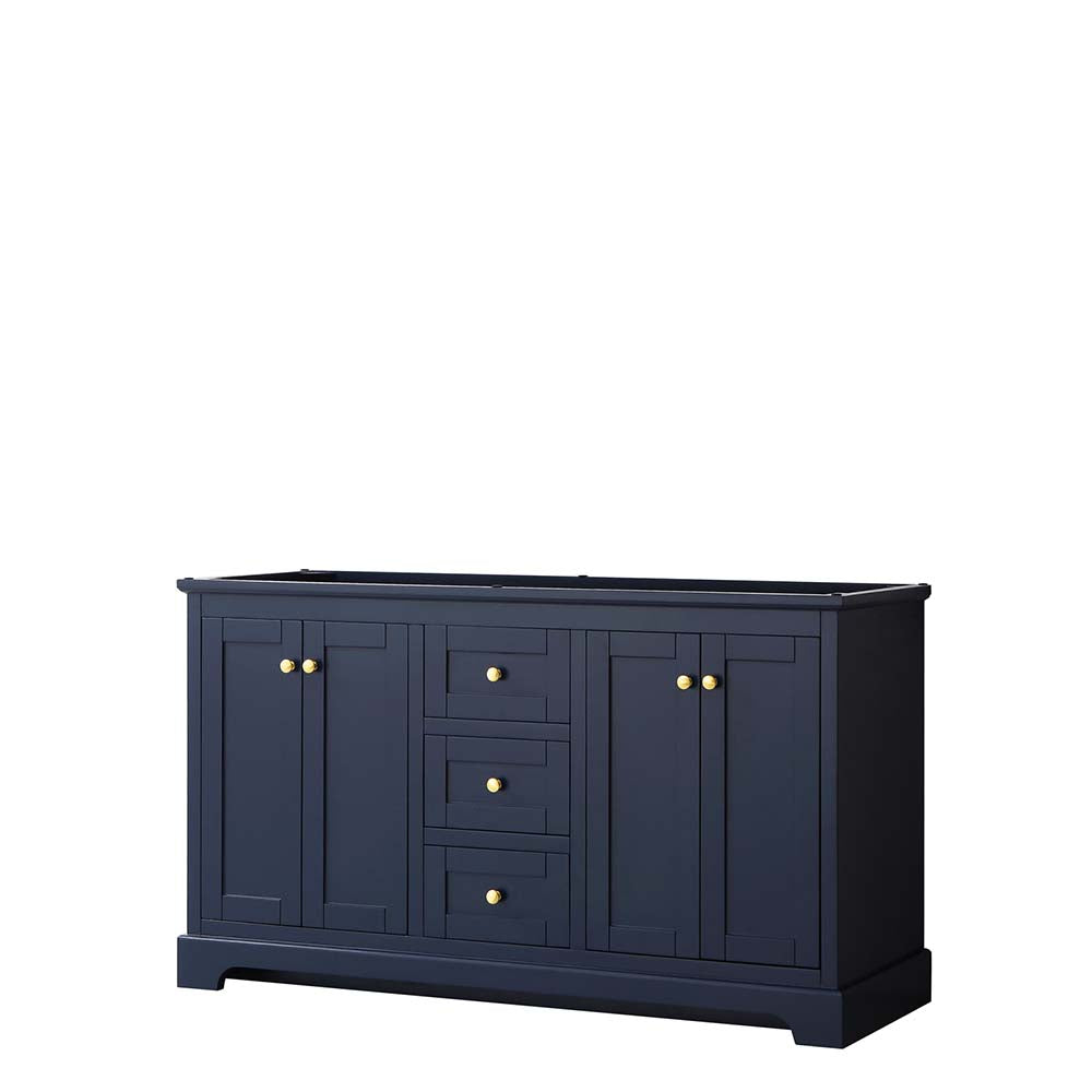 Wyndham Collection, Avery 60 Inch Double Bathroom Vanity in Dark Blue