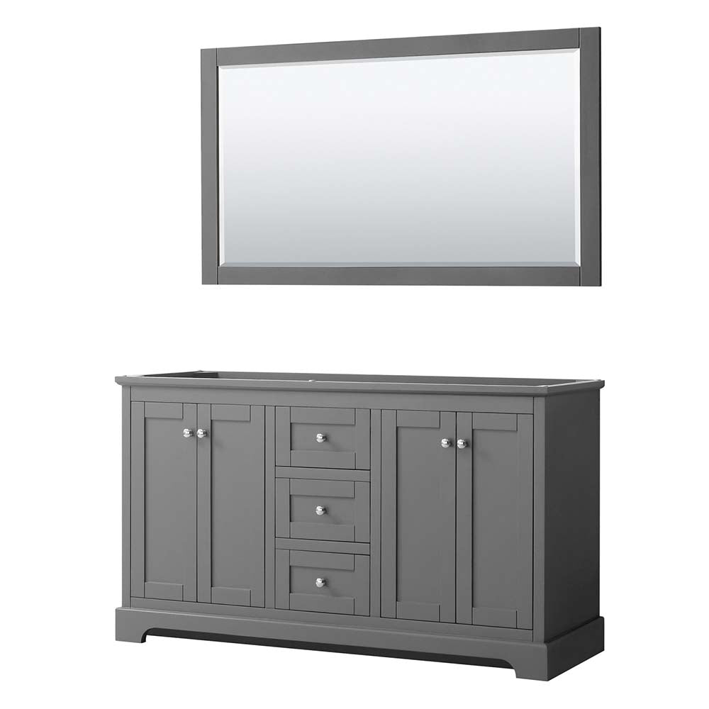 Wyndham Collection, Avery 60 Inch Double Bathroom Vanity in Dark Gray