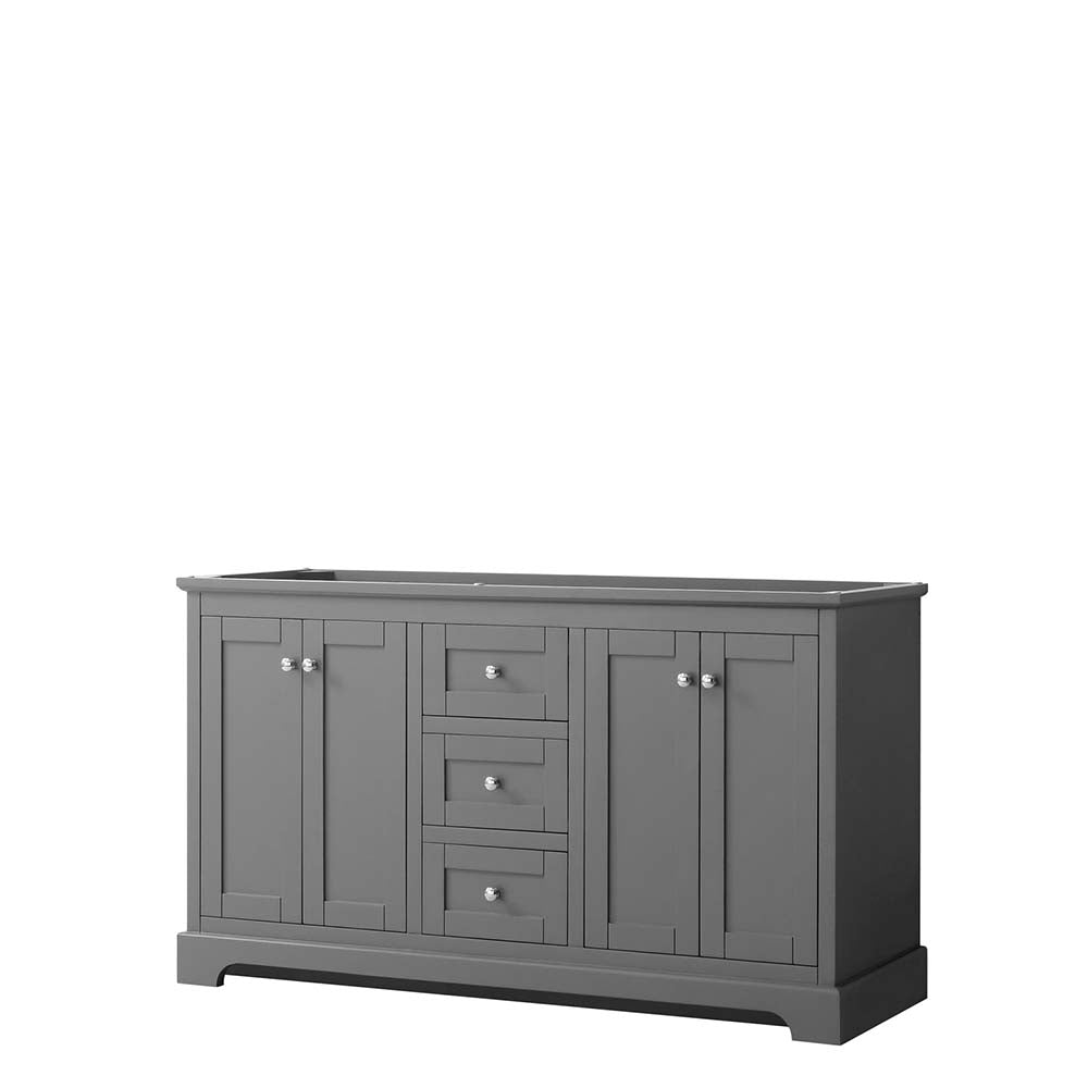 Wyndham Collection, Avery 60 Inch Double Bathroom Vanity in Dark Gray