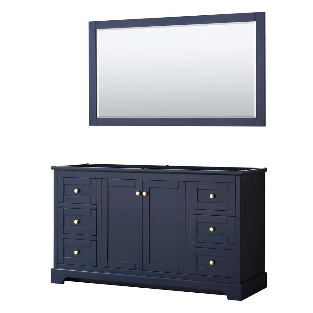 Wyndham Collection, Avery 60 Inch Single Bathroom Vanity in Dark Blue