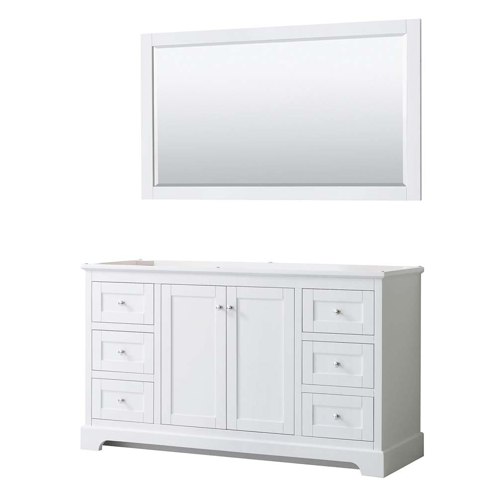 Wyndham Collection, Avery 60 Inch Single Bathroom Vanity in White - Polished Chrome Trim