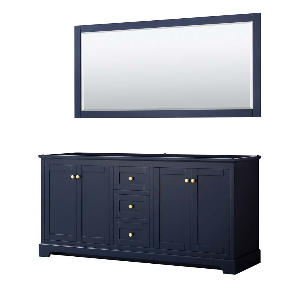 Wyndham Collection, Avery 72 Inch Double Bathroom Vanity in Dark Blue