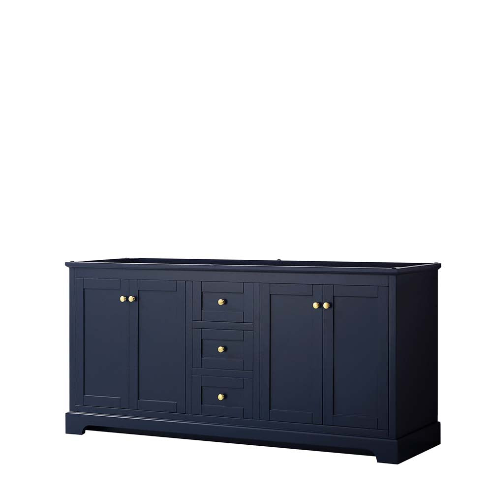 Wyndham Collection, Avery 72 Inch Double Bathroom Vanity in Dark Blue