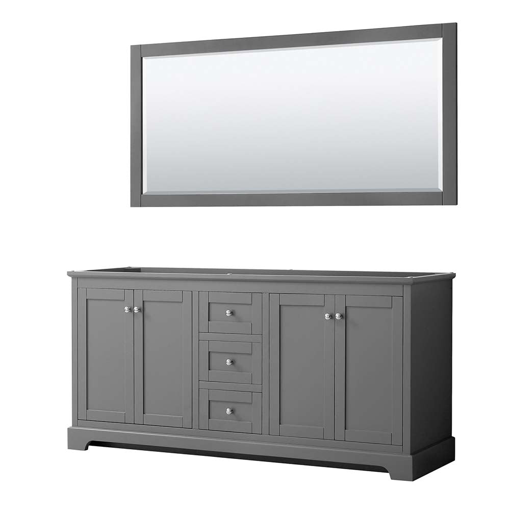 Wyndham Collection, Avery 72 Inch Double Bathroom Vanity in Dark Gray