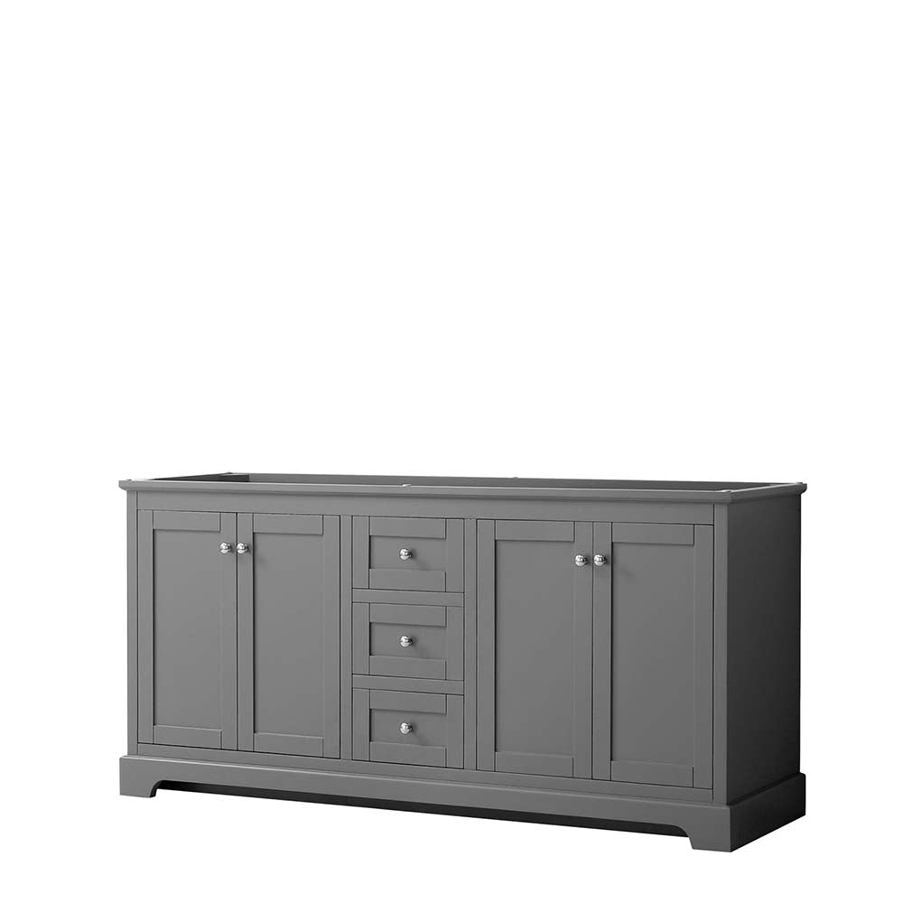 Wyndham Collection, Avery 72 Inch Double Bathroom Vanity in Dark Gray