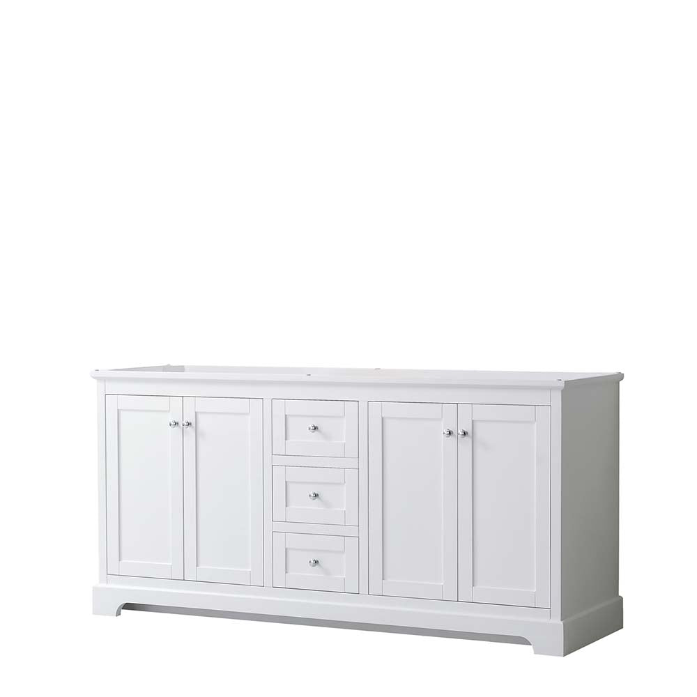 Wyndham Collection, Avery 72 Inch Double Bathroom Vanity in White - Polished Chrome Trim