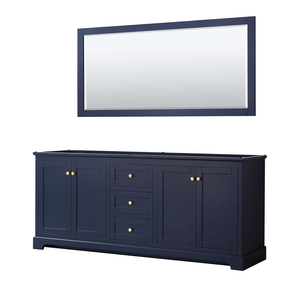 Wyndham Collection, Avery 80 Inch Double Bathroom Vanity in Dark Blue