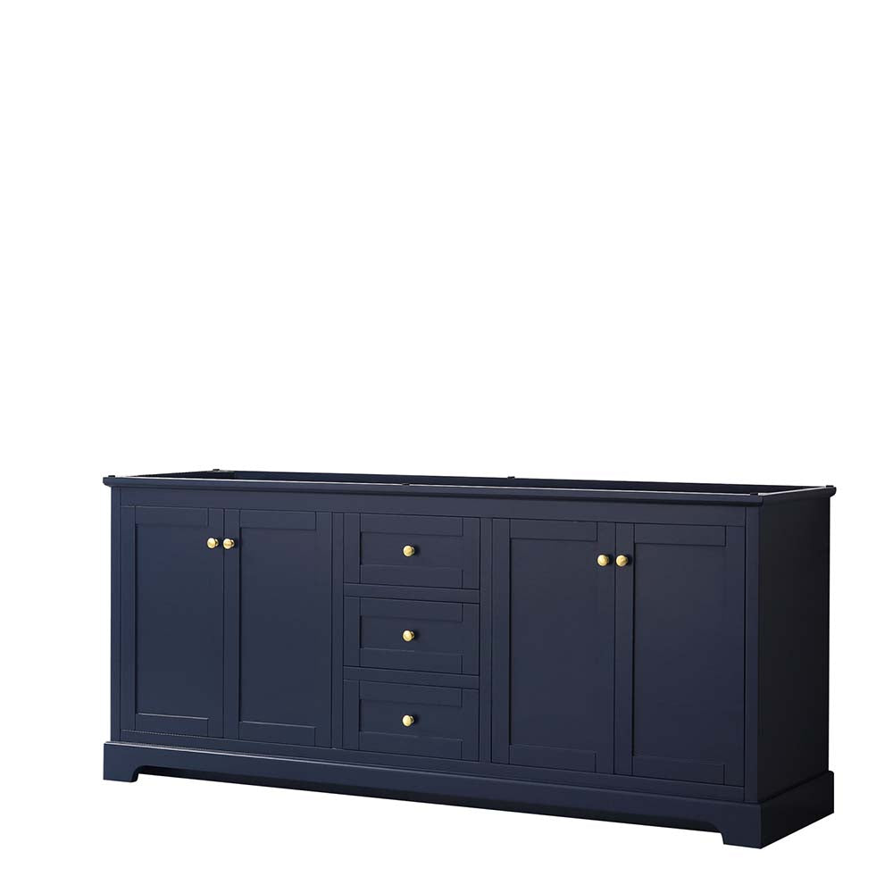 Wyndham Collection, Avery 80 Inch Double Bathroom Vanity in Dark Blue