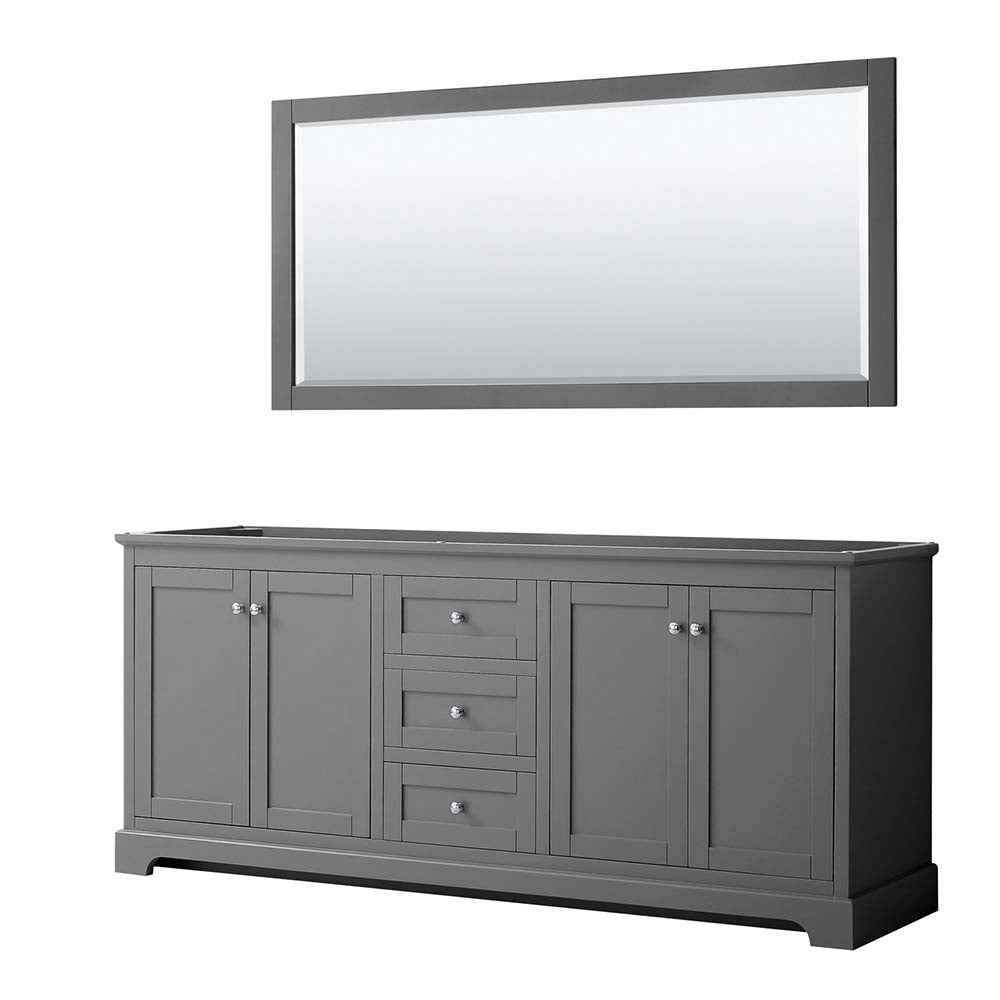 Wyndham Collection, Avery 80 Inch Double Bathroom Vanity in Dark Gray