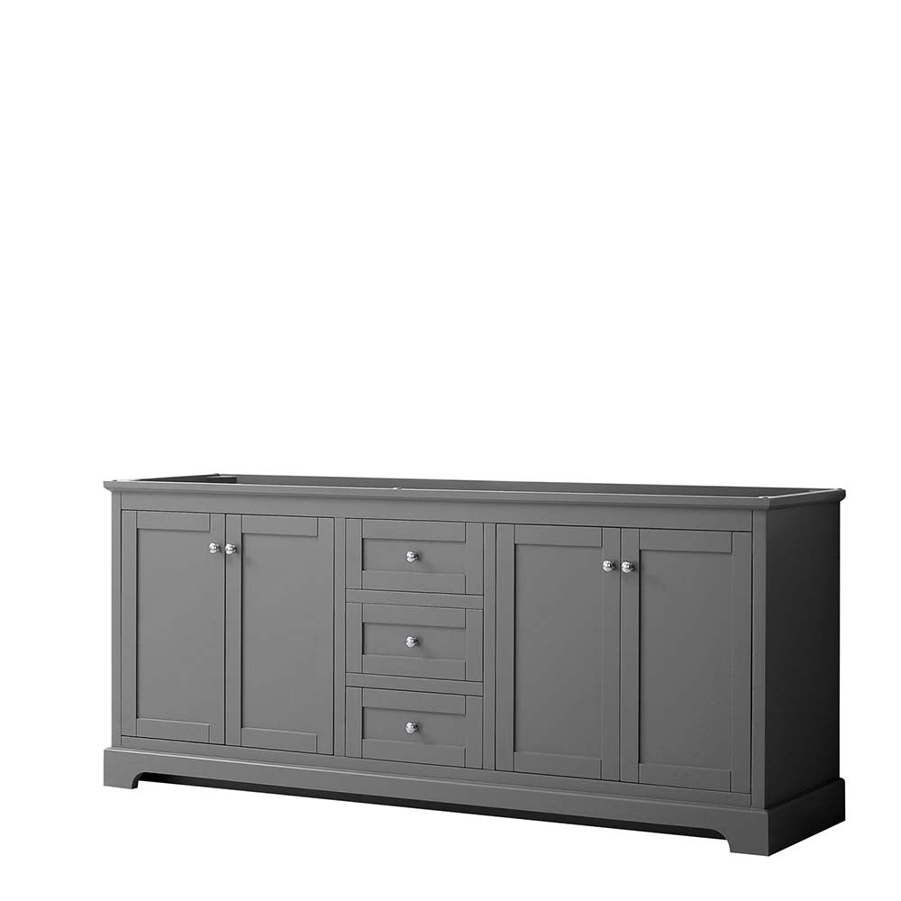 Wyndham Collection, Avery 80 Inch Double Bathroom Vanity in Dark Gray