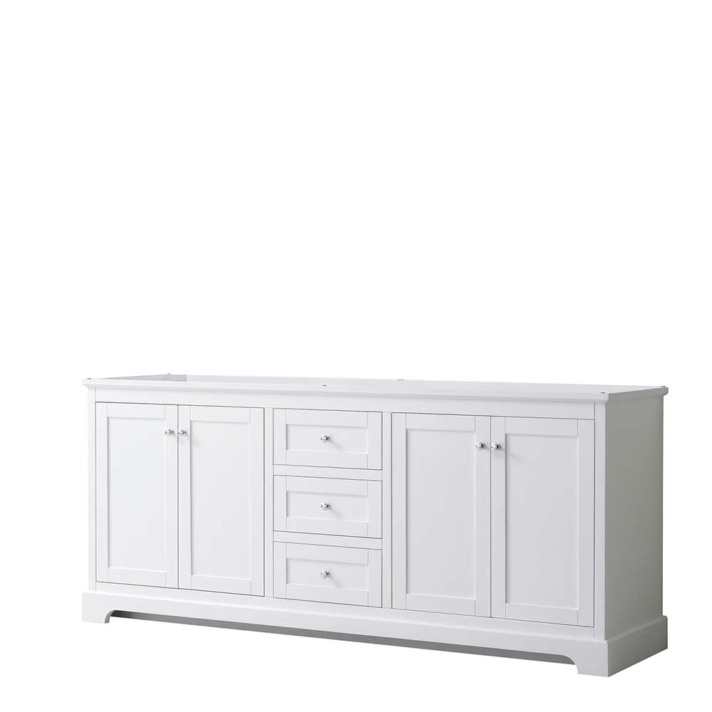 Wyndham Collection, Avery 80 Inch Double Bathroom Vanity in White - Polished Chrome Trim