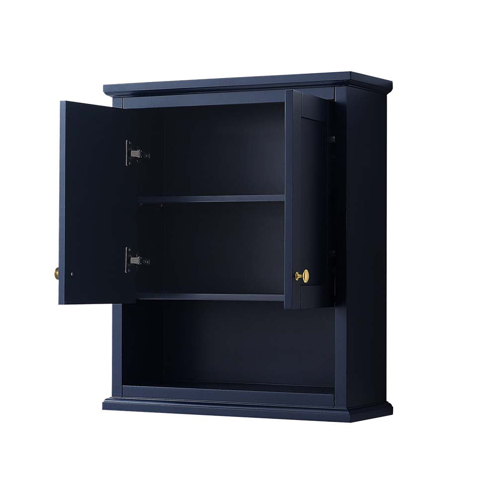 Wyndham Collection, Avery Wall-Mounted Bathroom Storage Cabinet in Dark Blue