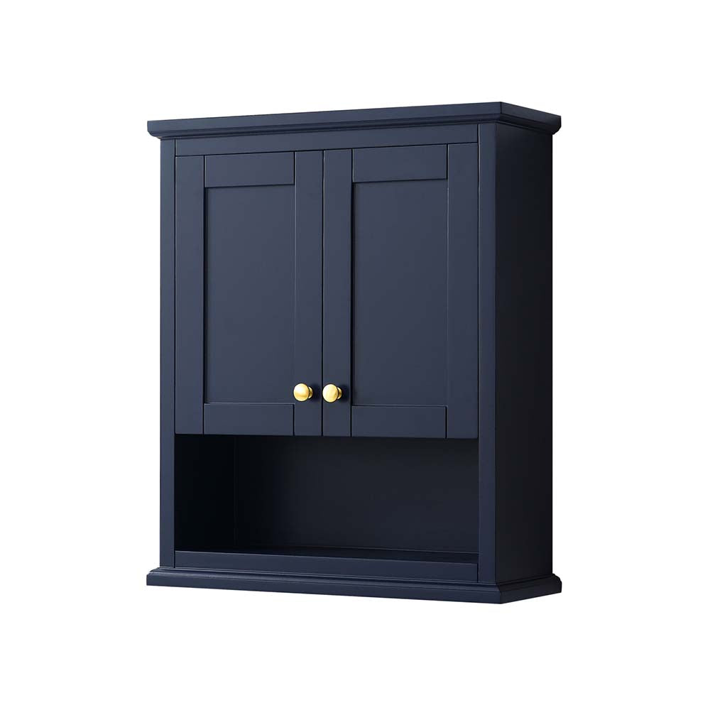 Wyndham Collection, Avery Wall-Mounted Bathroom Storage Cabinet in Dark Blue