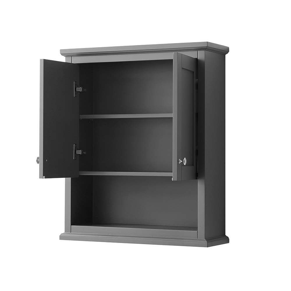 Wyndham Collection, Avery Wall-Mounted Bathroom Storage Cabinet in Dark Gray