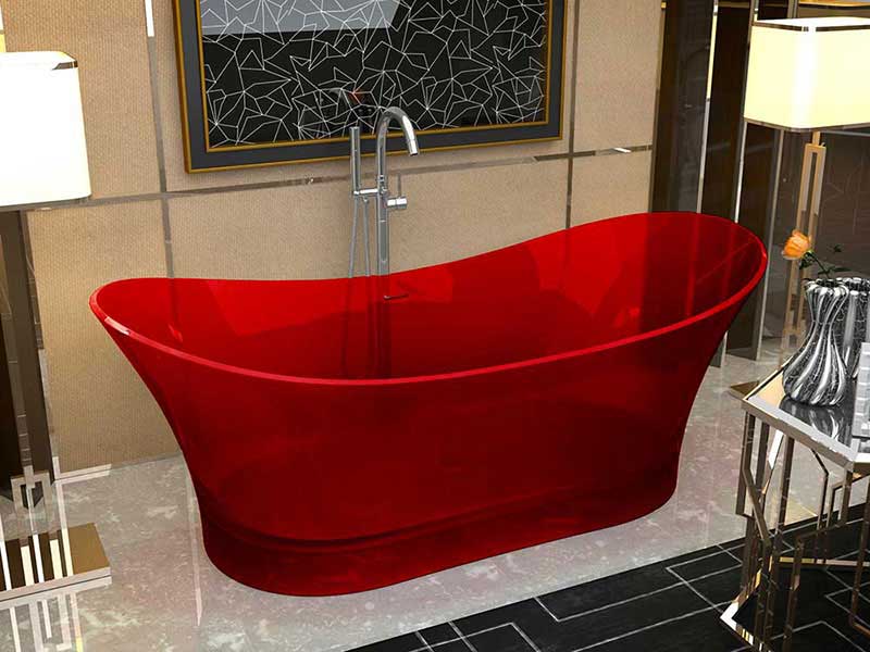 Anzzi, Azul 69 in. One Piece Anzzi Stone Freestanding Bathtub in Translucent Deep Red