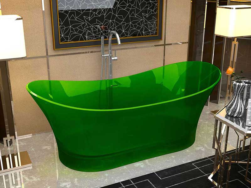 Anzzi, Azul 69 in. One Piece Anzzi Stone Freestanding Bathtub in Translucent Emerald Green