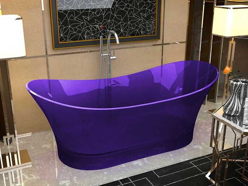 Anzzi, Azul 69 in. One Piece Anzzi Stone Freestanding Bathtub in Translucent Evening Violet