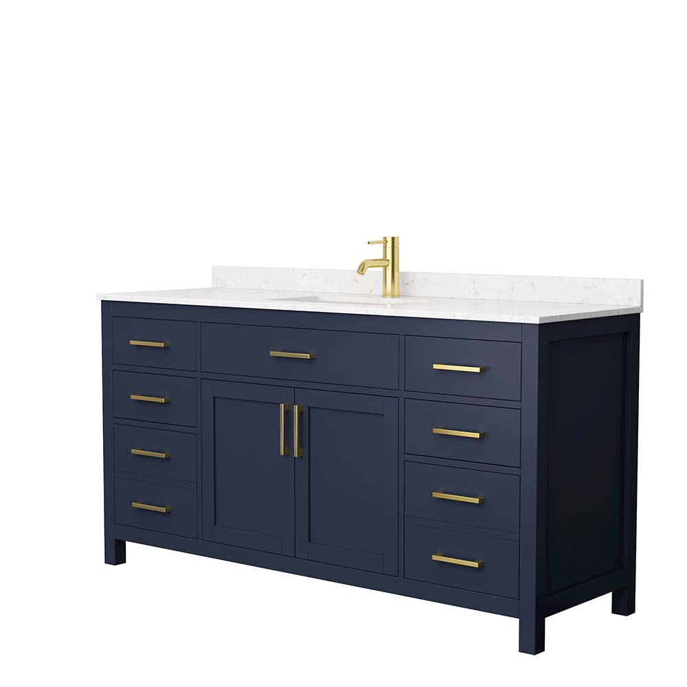 Wyndham Collection, Beckett 66 Inch Single Bathroom Vanity in Dark Blue