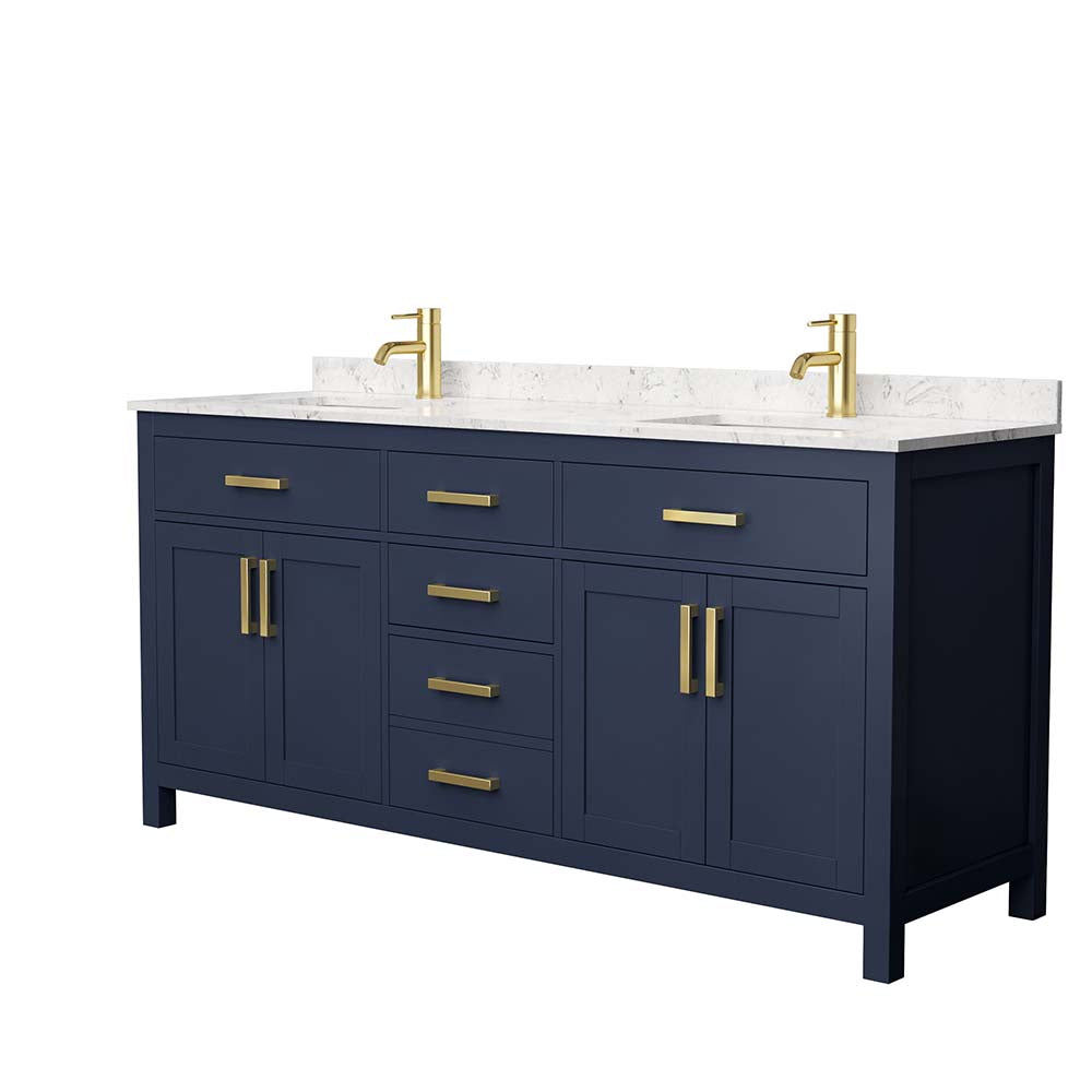 Wyndham Collection, Beckett 72 Inch Double Bathroom Vanity in Dark Blue