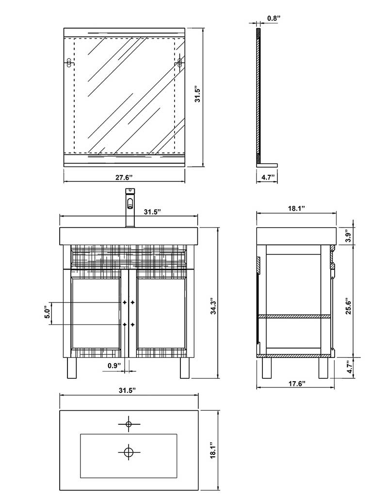 Bellaterra Home, Bellaterra Home Chapman Bathroom Mirror