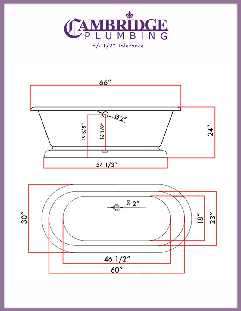 Cambridge Plumbing, Cambridge Plumbing 6 Inch Cast Iron Dual Ended Pedestal Bathtub with No Faucet drillings and Complete plumbing packge in Chrome