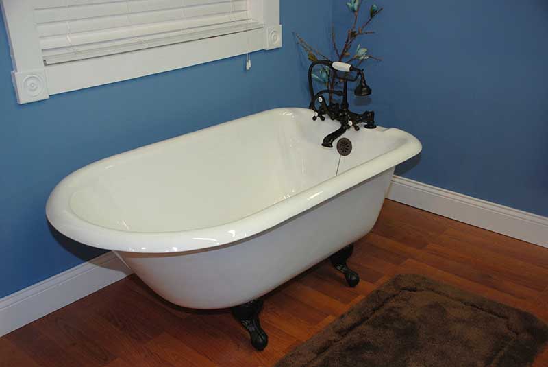 Cambridge Plumbing, Cambridge Plumbing 60.5" x 23.25" Rolled Rim Soaking Claw Foot Bathtub