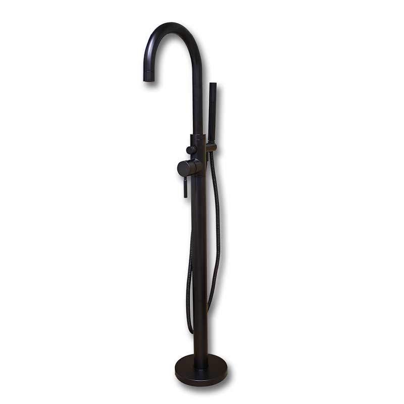 Cambridge Plumbing, Cambridge Plumbing Modern Freestanding Tub Filler Faucet with Shower Wand-Oil Rubbed Bronze