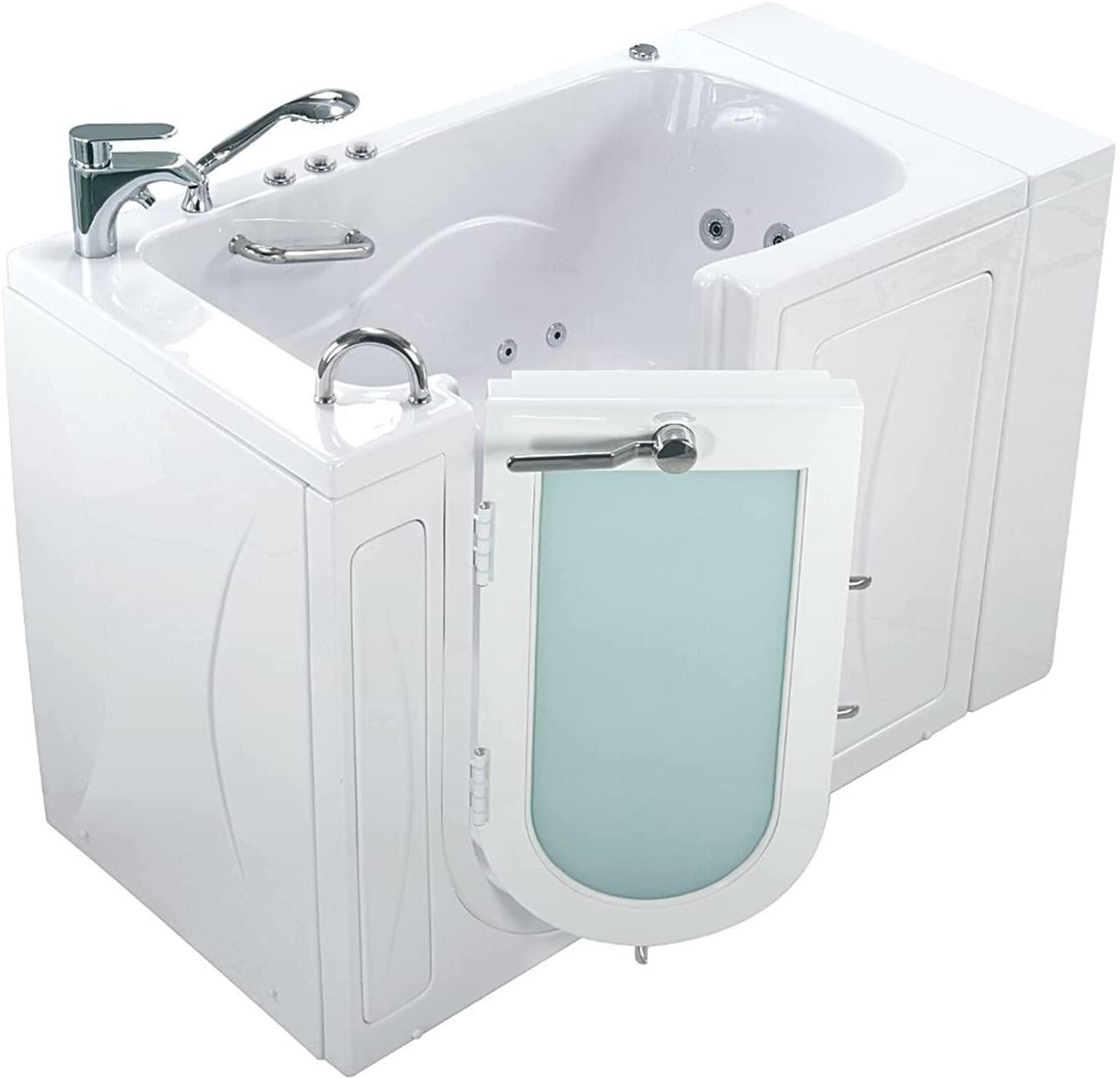 Ella's Bubbles, Capri Acrylic Hydro+Microbubble Massage Walk-In Tub, Outward Swing Door, Fast Fill Faucet, Left 2" Dual Drain