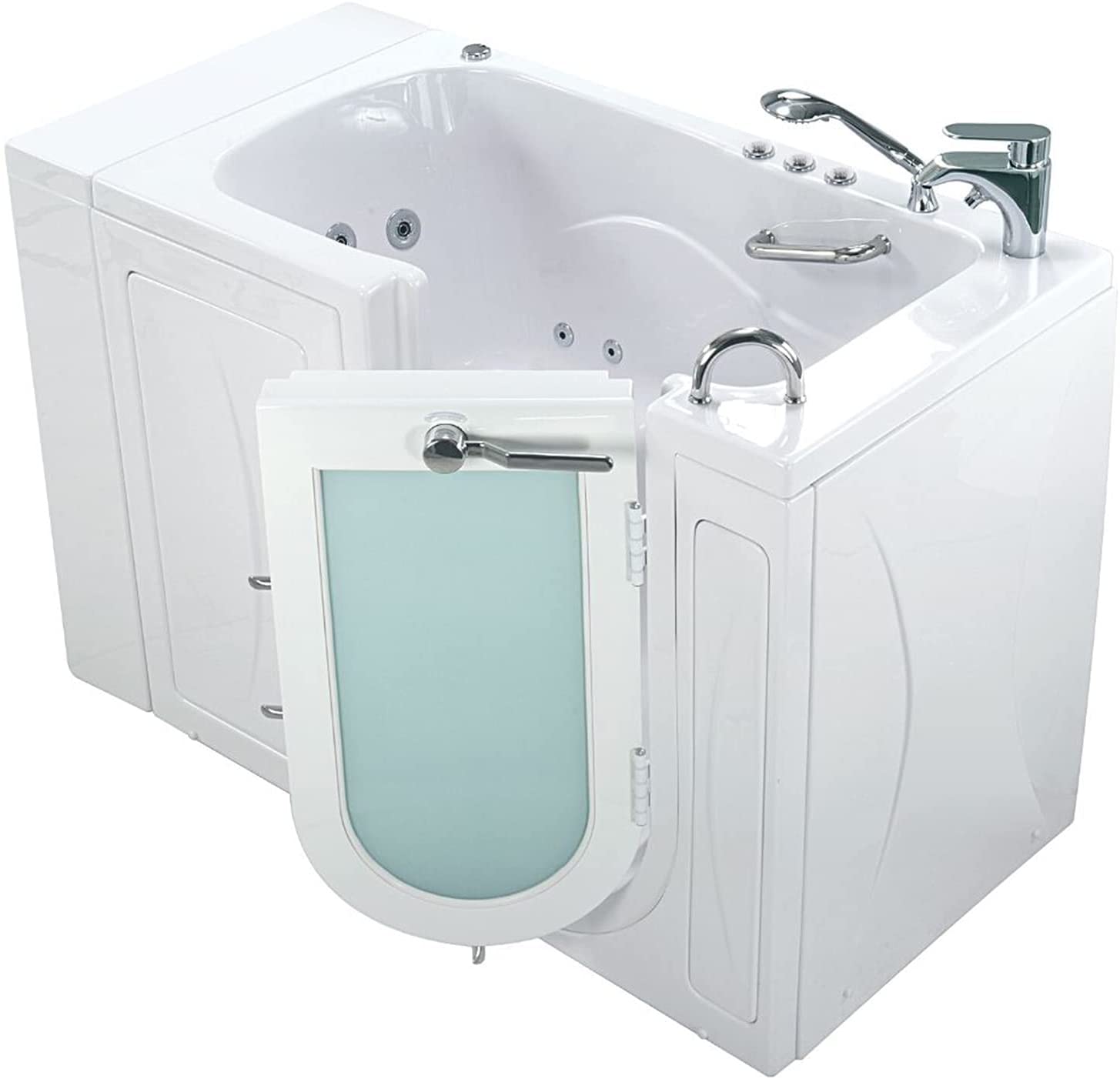 Ella's Bubbles, Capri Acrylic Hydro+Microbubble Massage Walk-In Tub, Outward Swing Door, Fast Fill Faucet, Right 2" Dual Drain