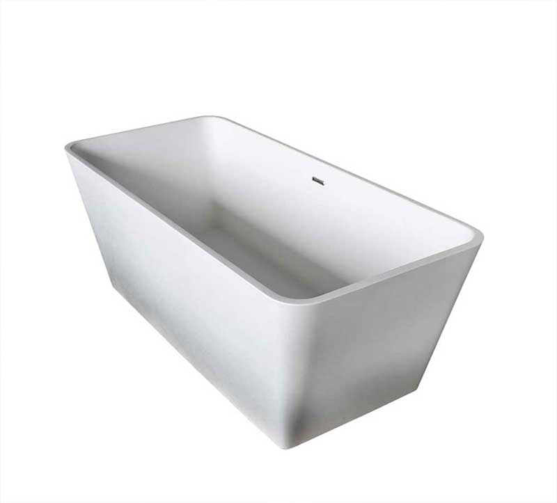 Anzzi, Cenere 58.25 in. One Piece Anzzi Stone Freestanding Bathtub in White