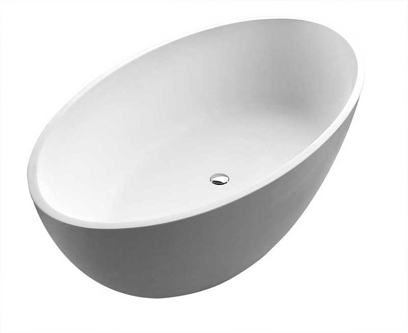 Anzzi, Cestino 66.5 in. One Piece Anzzi Stone Freestanding Bathtub in White