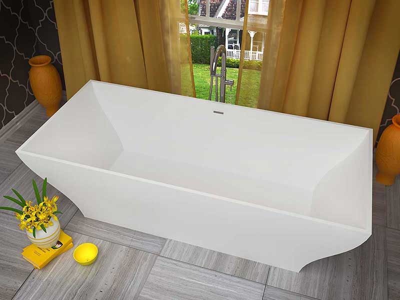 Anzzi, Crema 70.8 in. One Piece Anzzi Stone Freestanding Bathtub in White