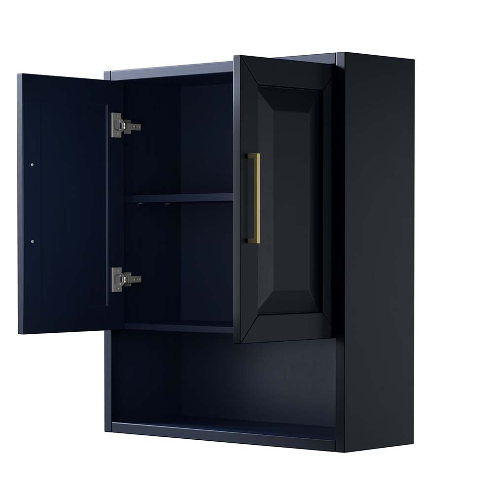 Wyndham Collection, Daria Wall-Mounted Storage Cabinet in Dark Blue