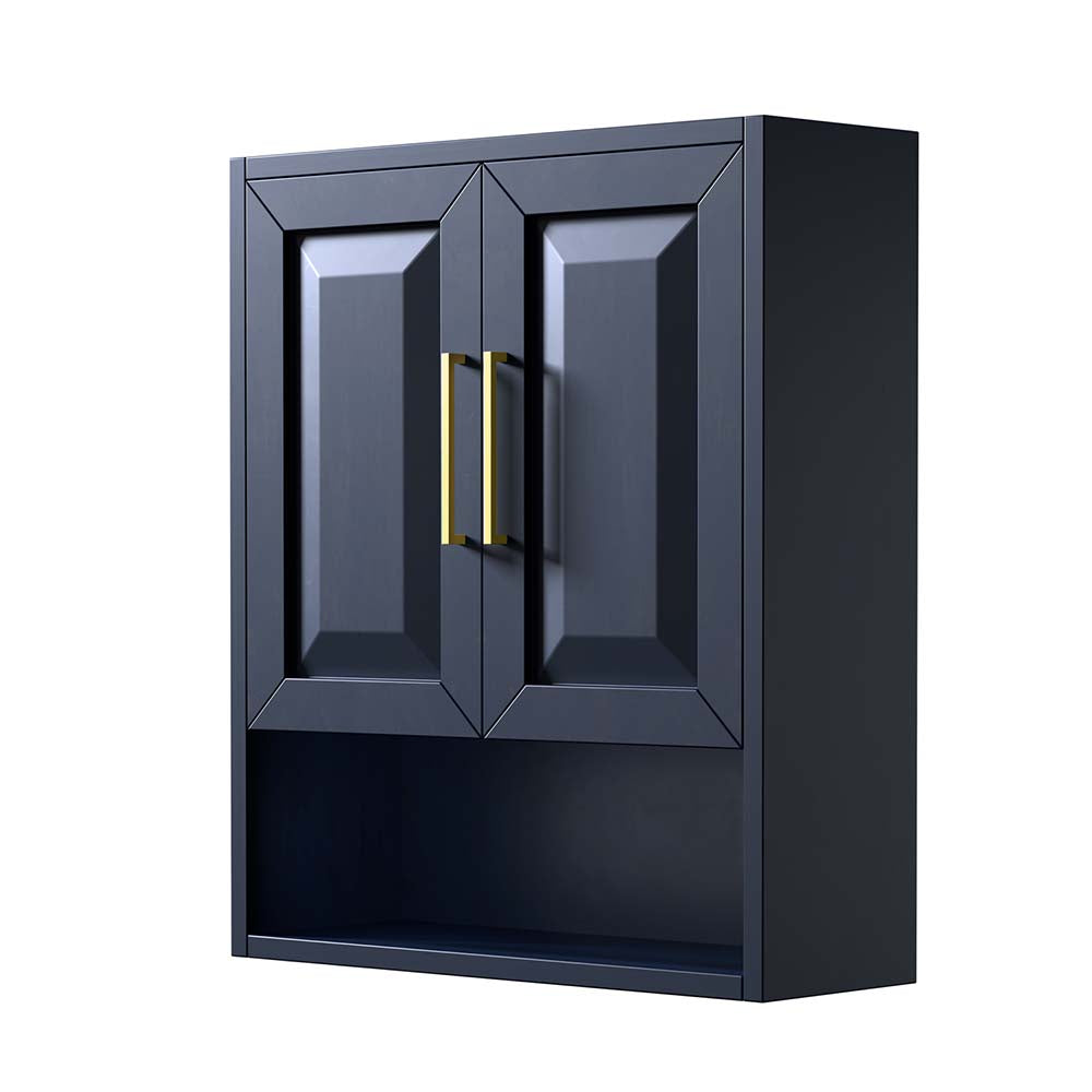 Wyndham Collection, Daria Wall-Mounted Storage Cabinet in Dark Blue