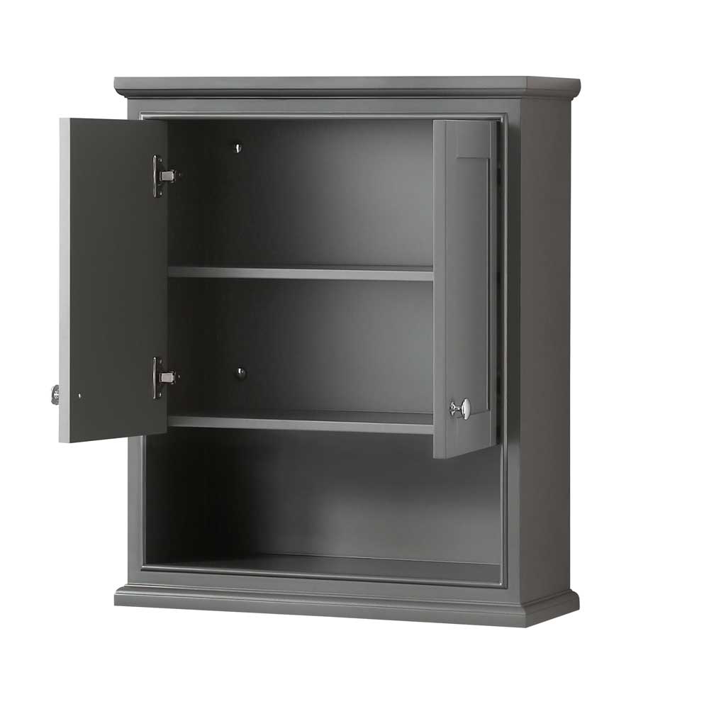 Wyndham Collection, Deborah Bathroom Wall-Mounted Storage Cabinet in Dark Gray