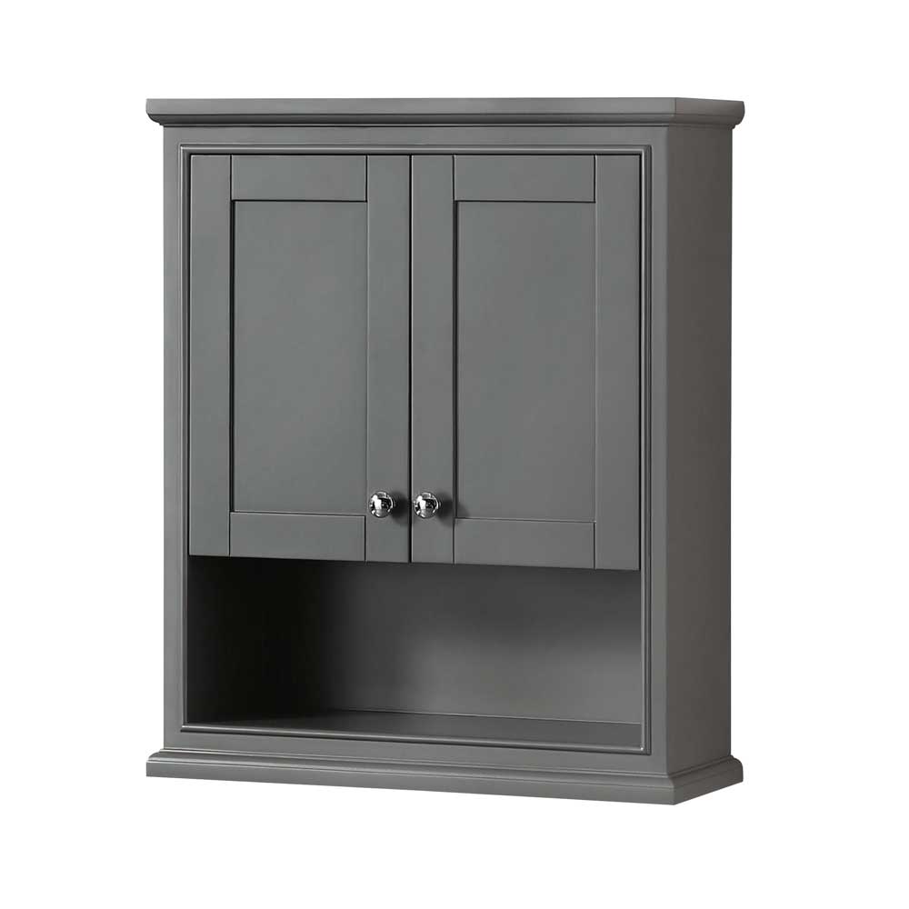 Wyndham Collection, Deborah Bathroom Wall-Mounted Storage Cabinet in Dark Gray