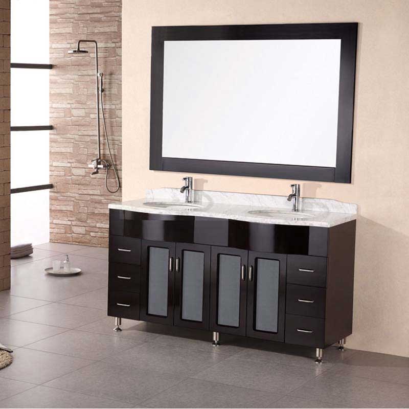 Design Element, Design Element Bello 61" Double Sink Vanity Set in Espresso