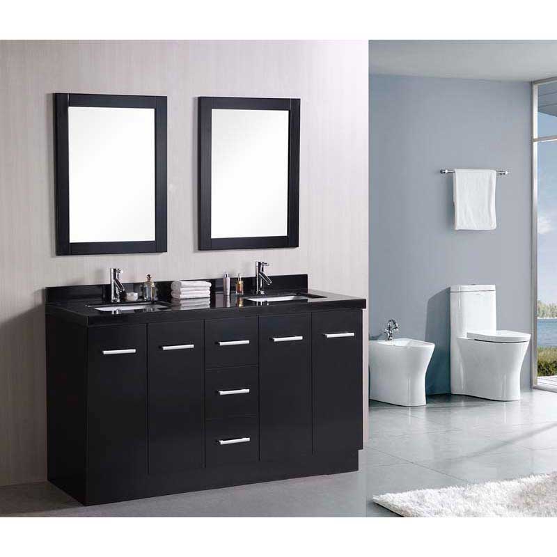 Design Element, Design Element Cosmo 60" Double Sink Vanity Set in Espresso