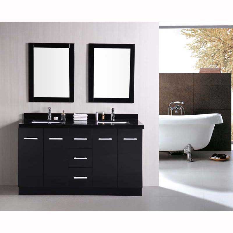 Design Element, Design Element Cosmo 60" Double Sink Vanity Set in Espresso