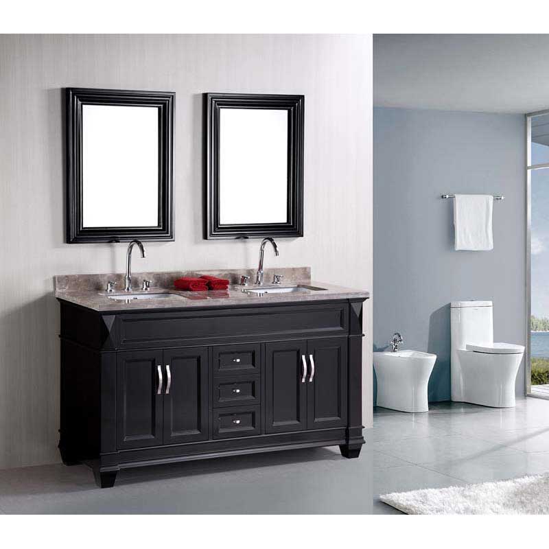 Design Element, Design Element Hudson 60" Double Sink Vanity Set in Espresso