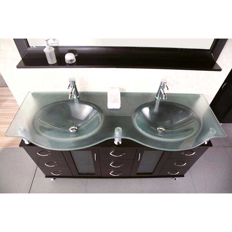 Design Element, Design Element Huntington 60" Double Sink Vanity Set in Espresso