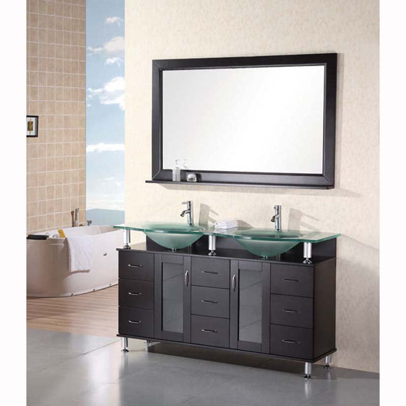 Design Element, Design Element Huntington 60" Double Sink Vanity Set in Espresso