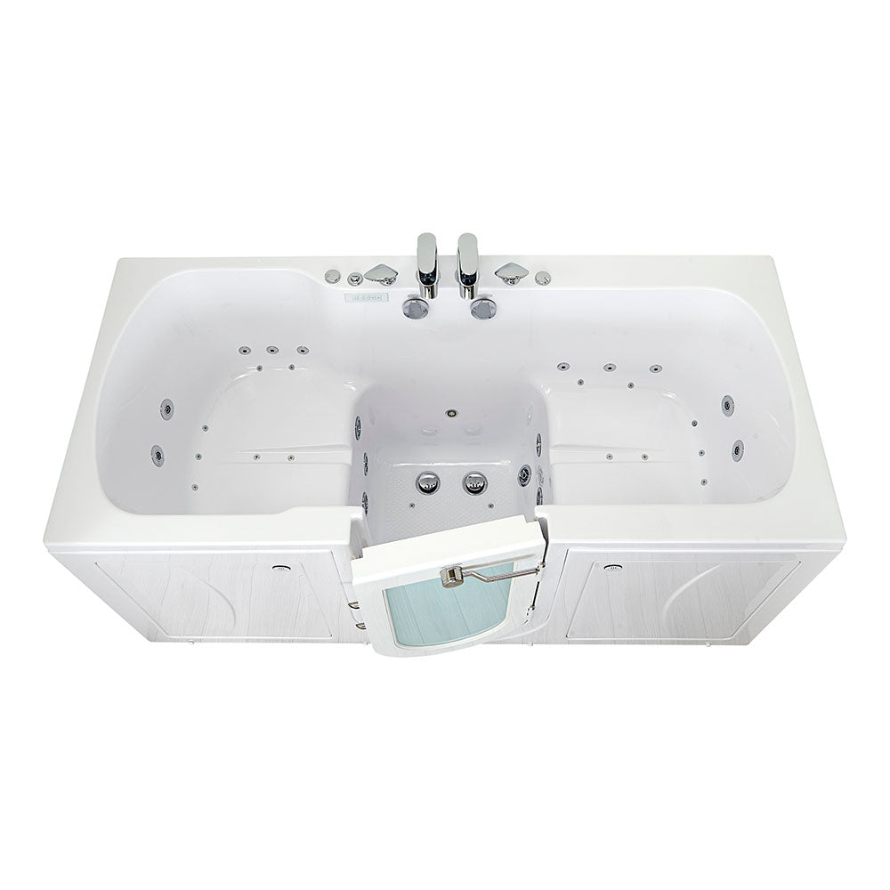 Ella's Bubbles, Ella Big4Two 36"x80" Hydro + Air Massage w/ Independent Foot Massage Acrylic Two Seat Walk-In-Bathtub, Right Outswing Door, Heated Seats, 2x2 Piece Fast Fill Faucet, 2" Dual Drain