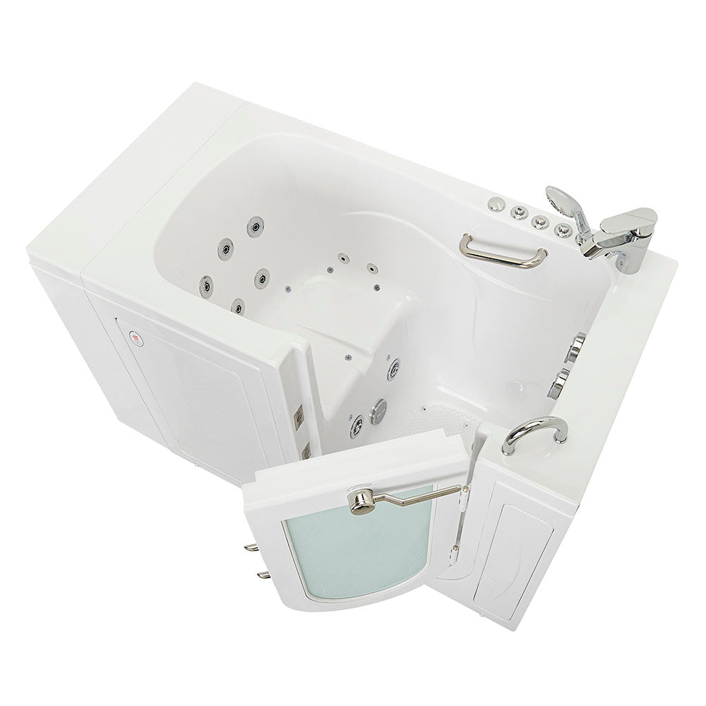 Ella's Bubbles, Ella Capri 30"x52" Acrylic Air and Hydro Massage and Heated Seat Walk-In Bathtub with Left Outward Swing Door, 2 Piece Fast Fill Faucet, 2" Dual Drain